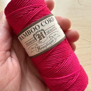 Hemptique Bamboo Cord Spool Neon Pink Macrame Crochet Knit Craft Sustainable 1mm